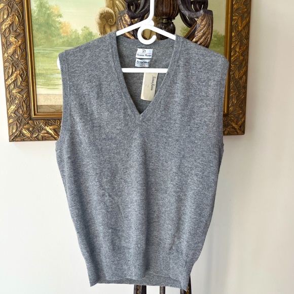 Vintage Neiman Marcus Mens Gray Pure Scottish Cashmere Sweater Vest Medium